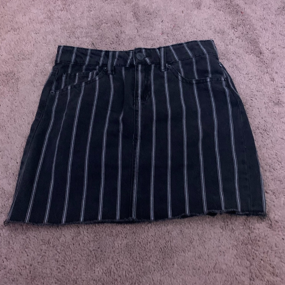 Black Stripped Jean Skirt